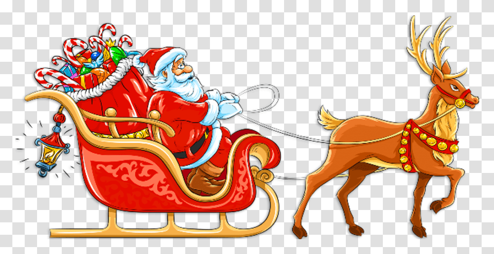 Detail Santa Sleigh And Reindeer Clipart Nomer 22