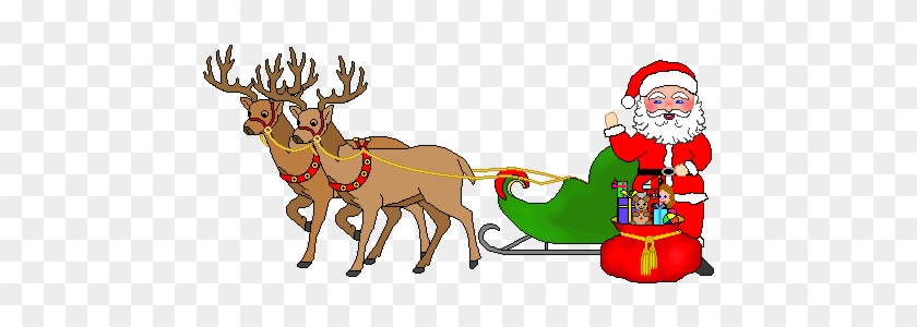 Detail Santa Sleigh And Reindeer Clipart Nomer 24