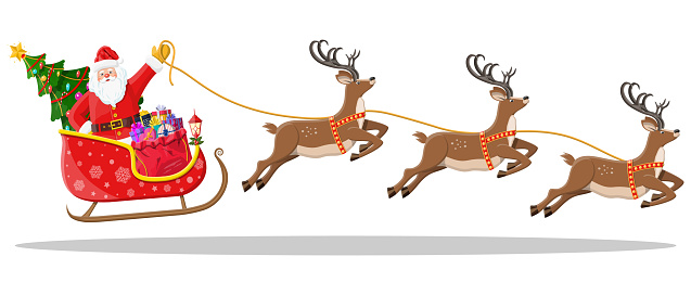 Detail Santa Sleigh And Reindeer Clipart Nomer 3