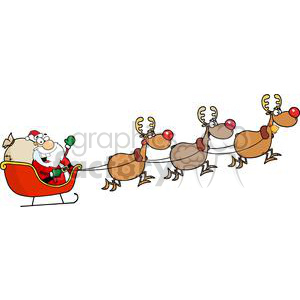 Detail Santa Sleigh And Reindeer Clipart Nomer 26