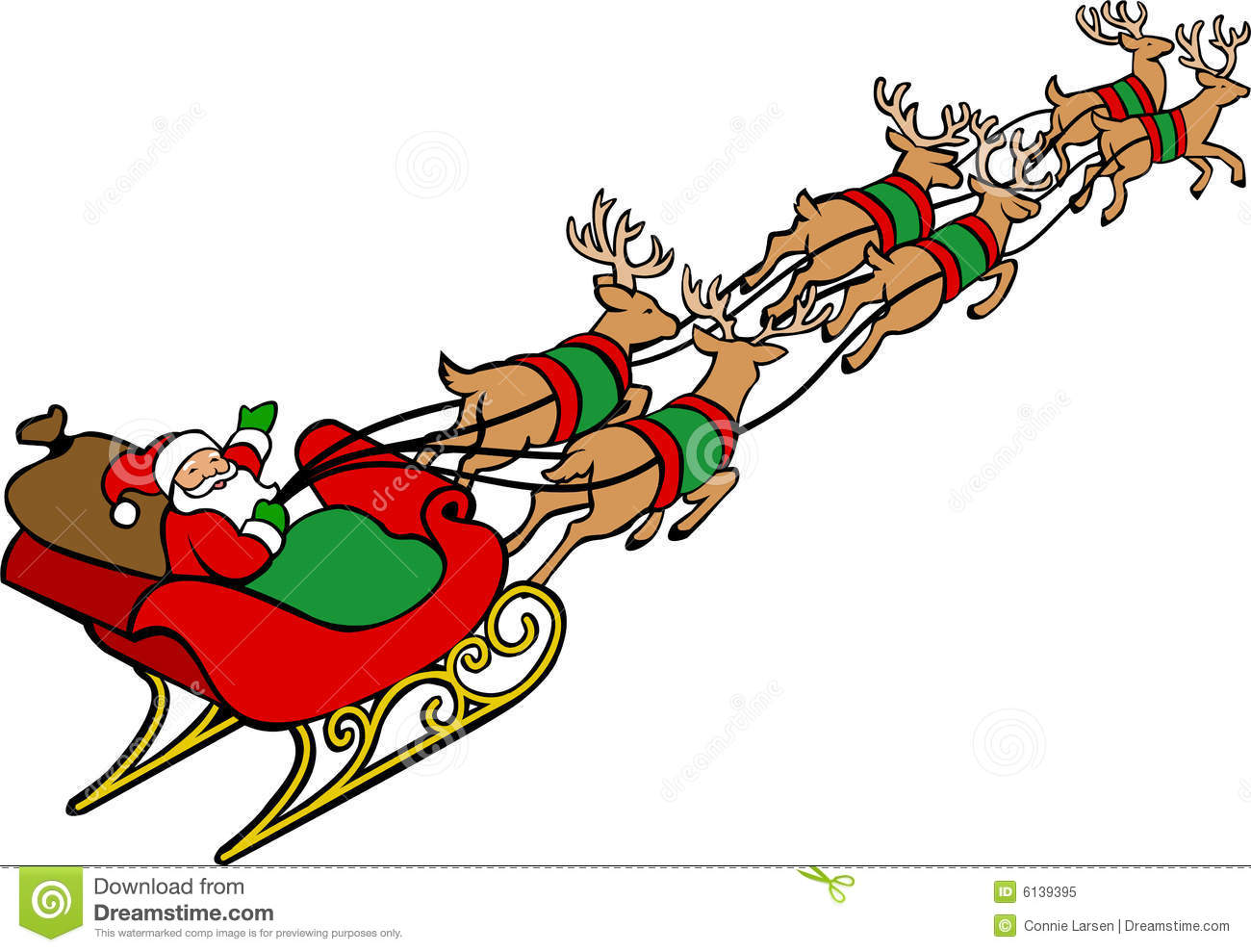 Detail Santa Sleigh And Reindeer Clipart Nomer 39