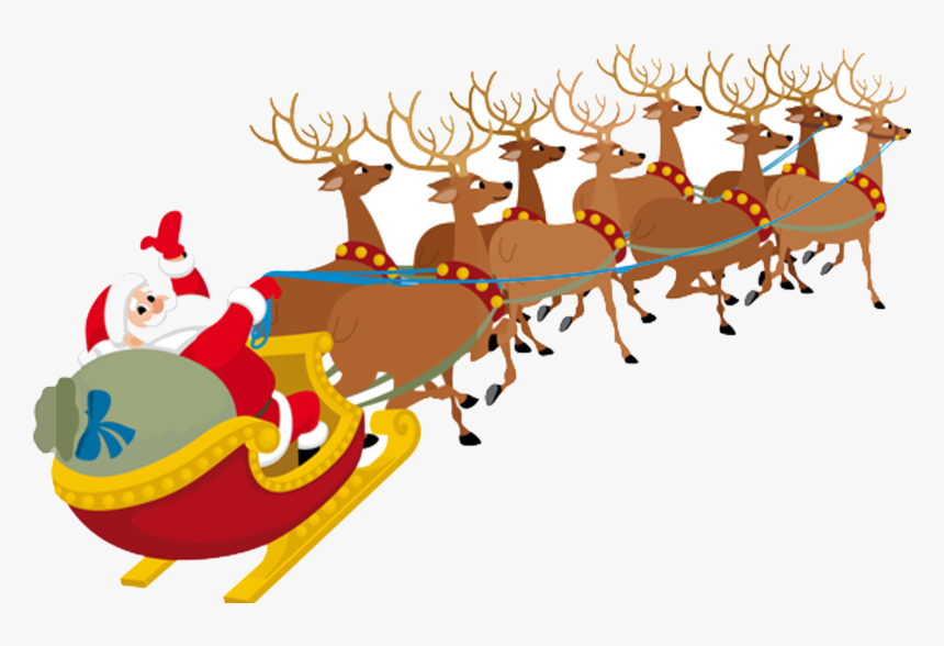 Detail Santa Sleigh And Reindeer Clipart Nomer 5