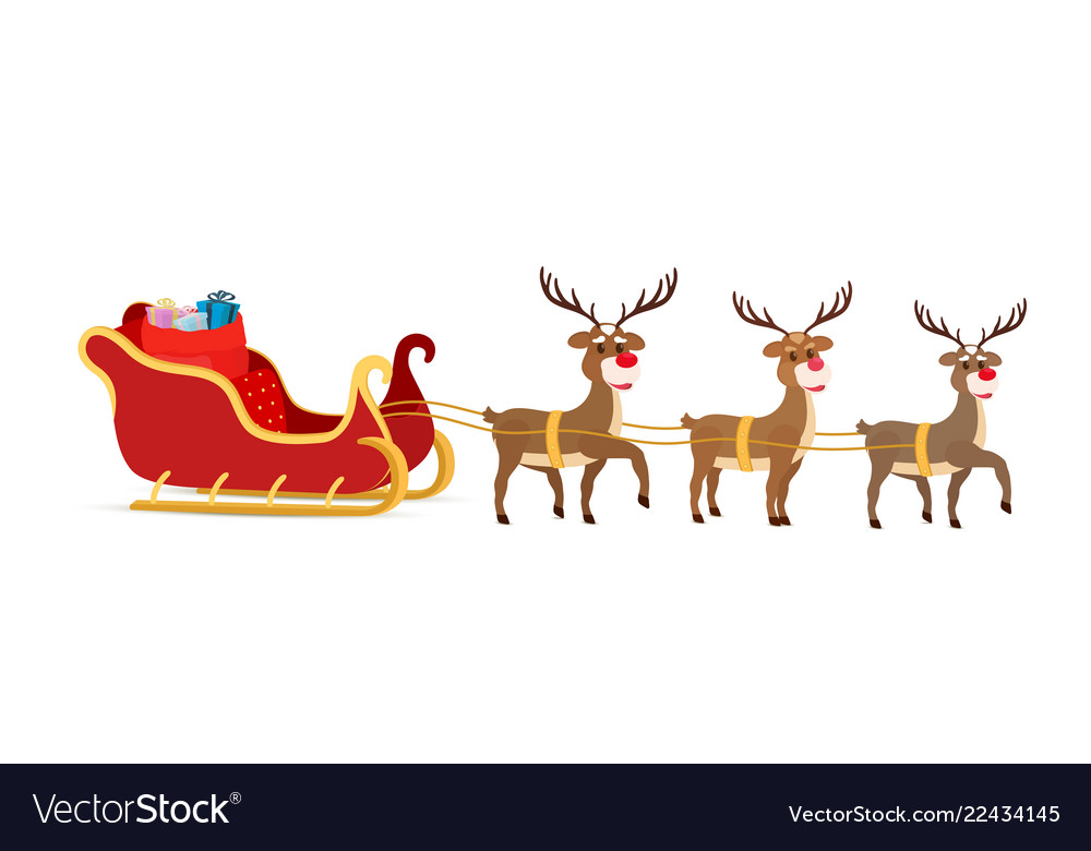 Detail Santa Sleigh And Reindeer Images Nomer 20