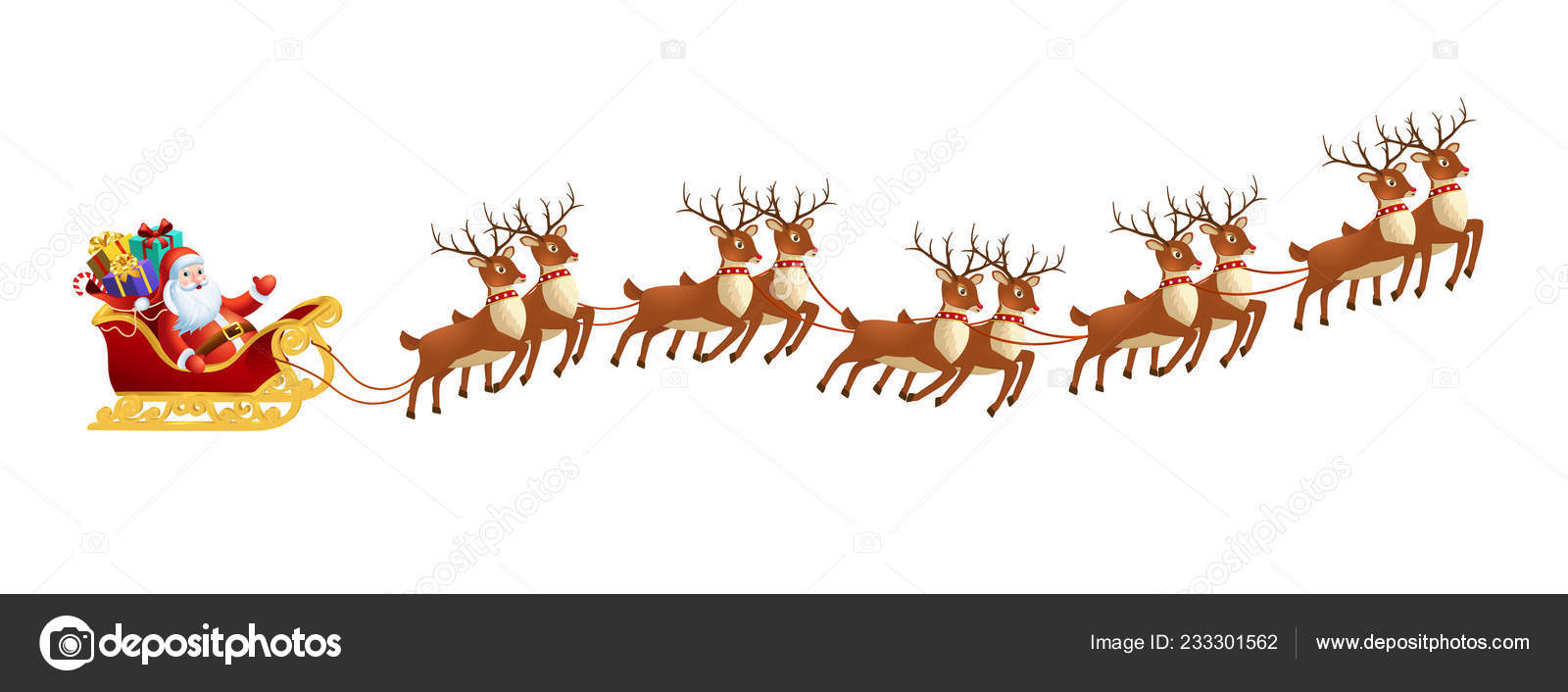 Detail Santa Sleigh And Reindeer Images Nomer 24