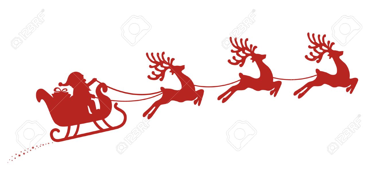 Detail Santa Sleigh And Reindeer Images Nomer 26