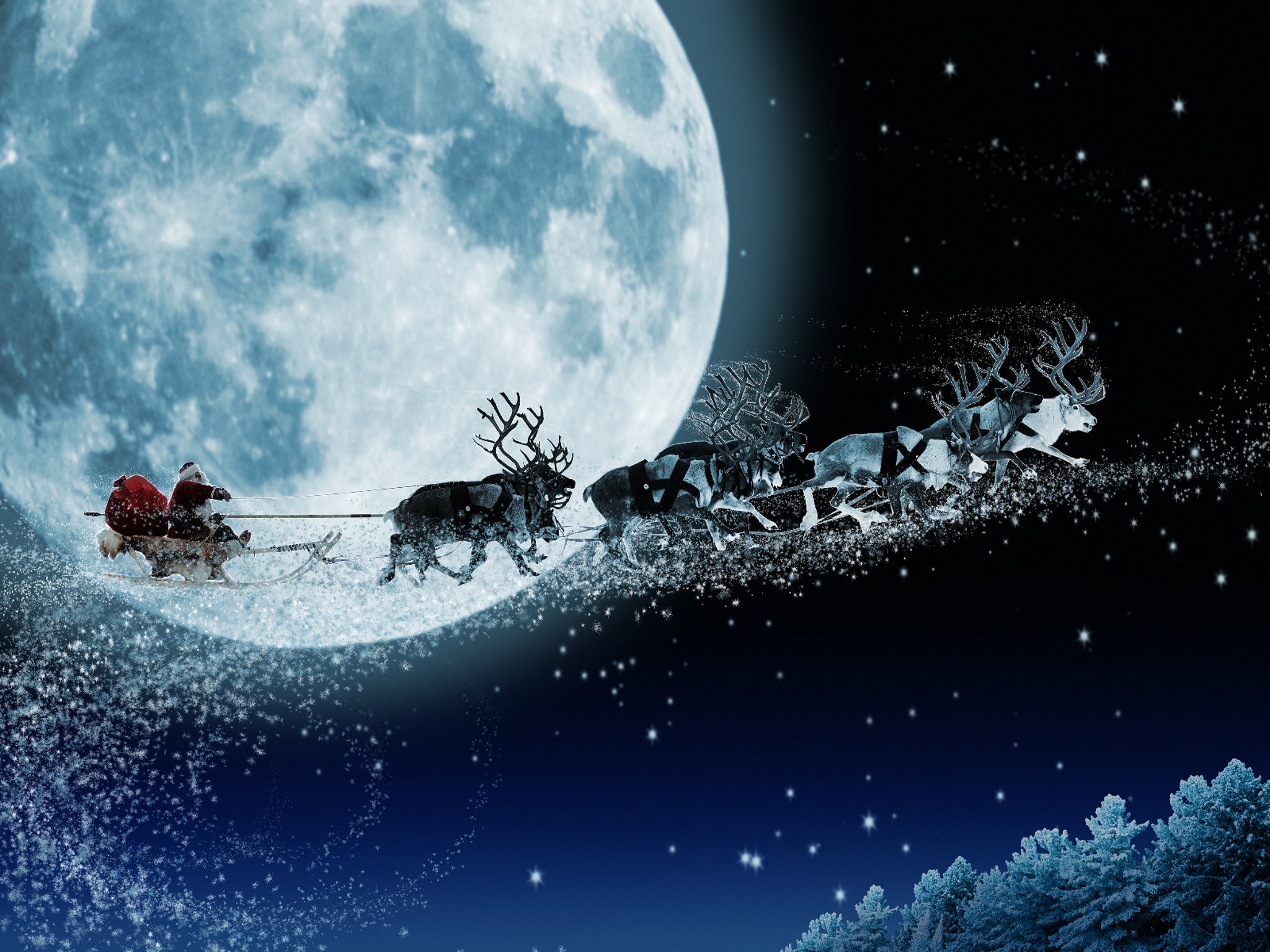 Detail Santa Sleigh And Reindeer Images Nomer 27