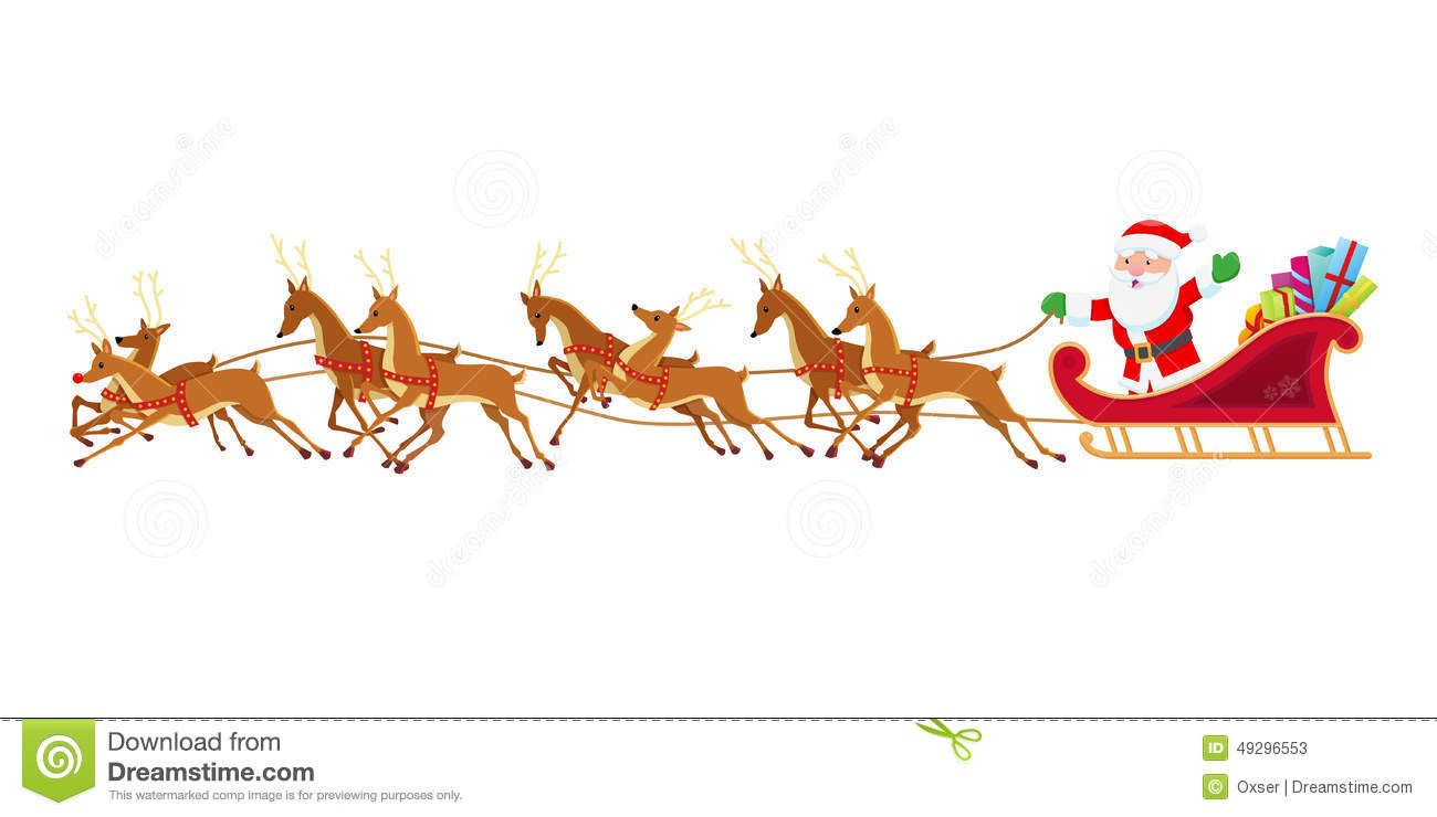 Detail Santa Sleigh And Reindeer Images Nomer 28