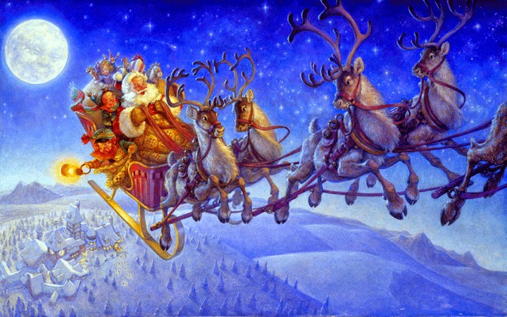 Detail Santa Sleigh And Reindeer Images Nomer 45