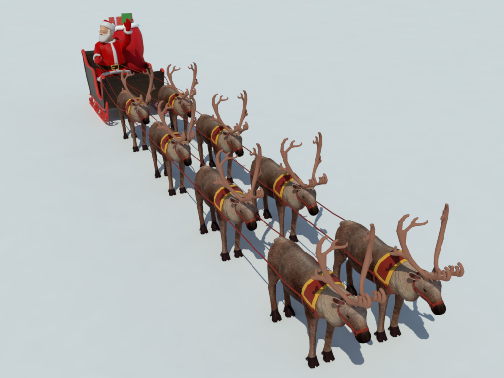 Detail Santa Sleigh And Reindeer Images Nomer 55