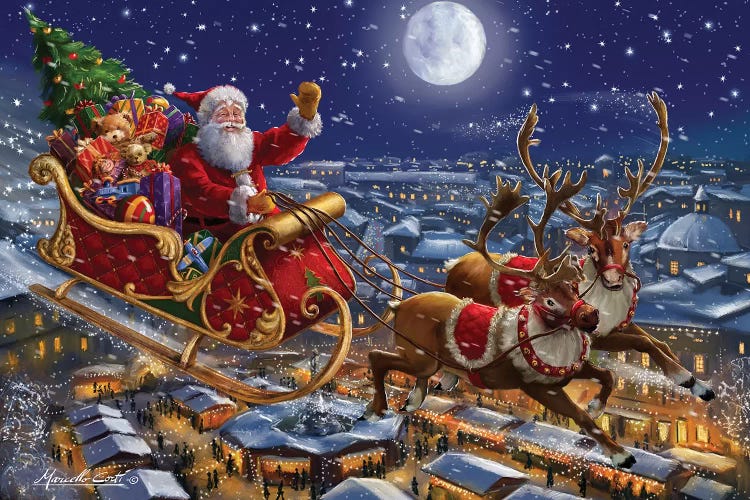 Detail Santa Sleigh And Reindeer Images Nomer 10