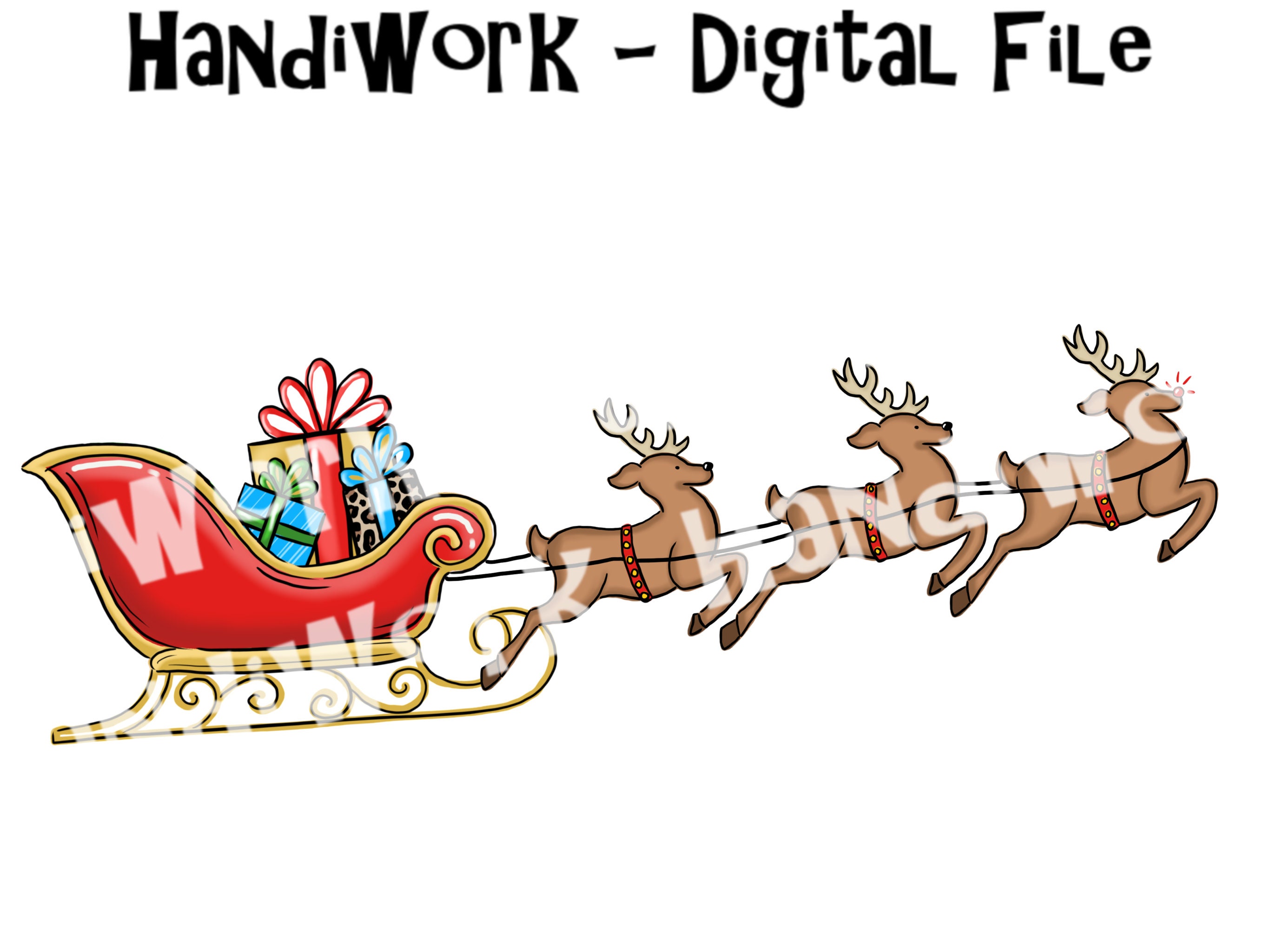 Detail Santa Sleigh And Reindeer Png Nomer 43