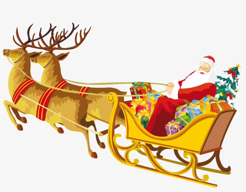 Detail Santa Sleigh And Reindeer Png Nomer 8