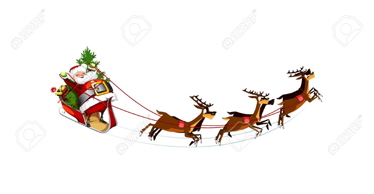 Detail Santa Sleigh Flying Clipart Nomer 21