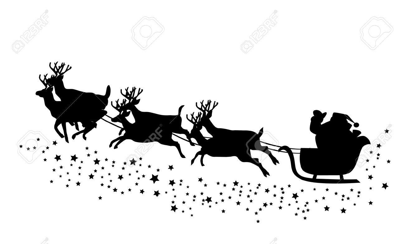 Detail Santa Sleigh Flying Clipart Nomer 22