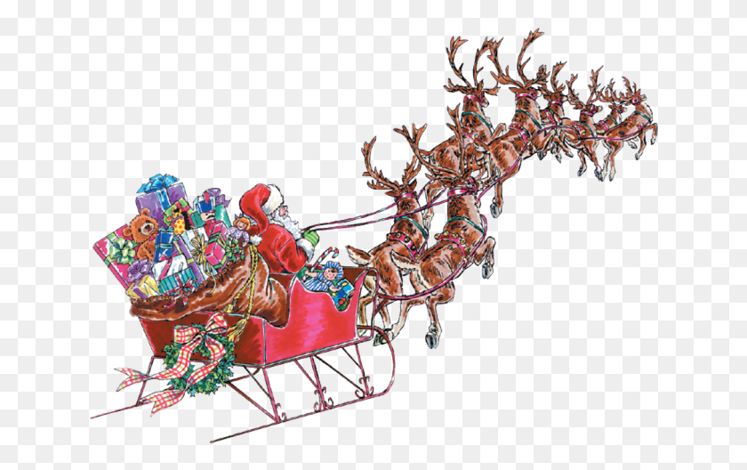 Detail Santa Sleigh Flying Clipart Nomer 24