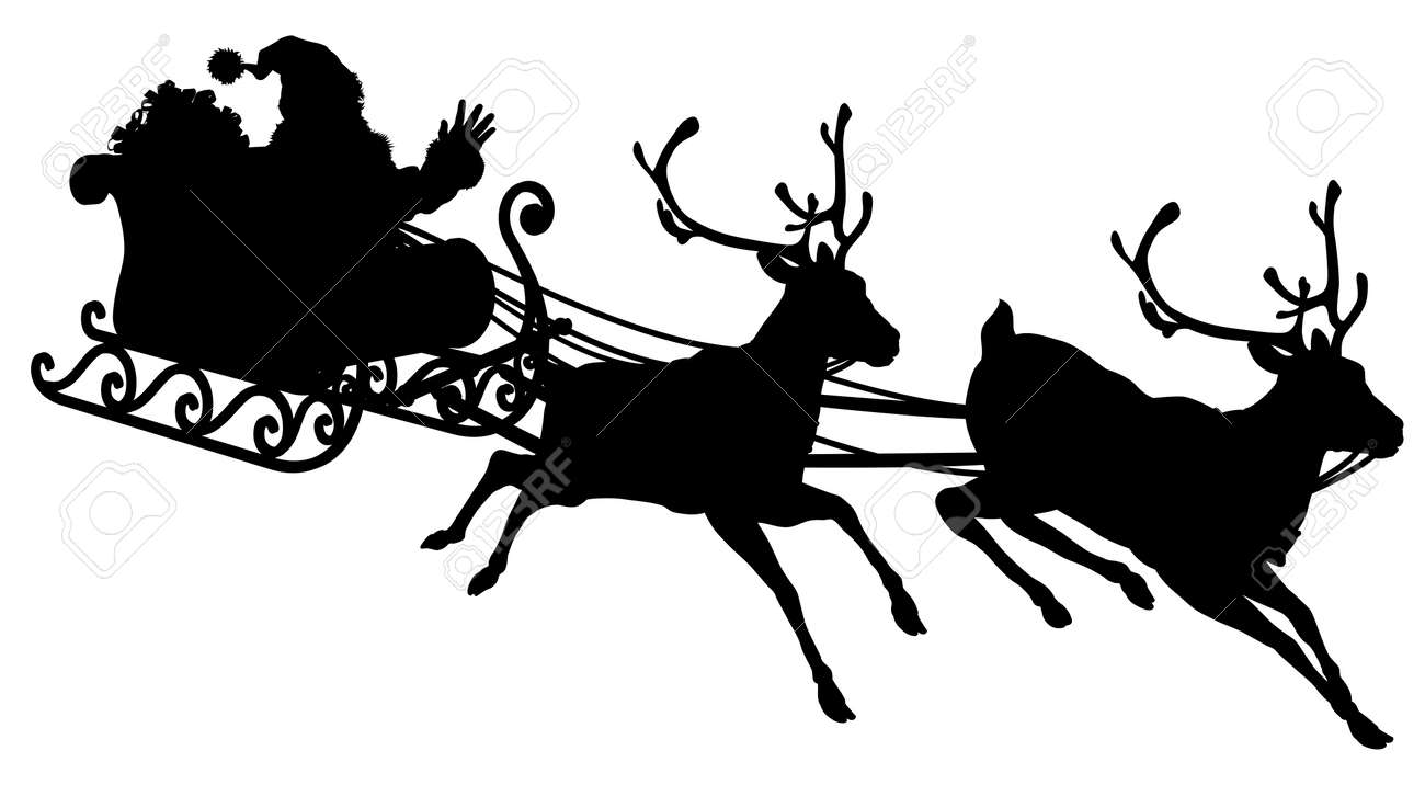 Detail Santa Sleigh Flying Clipart Nomer 42