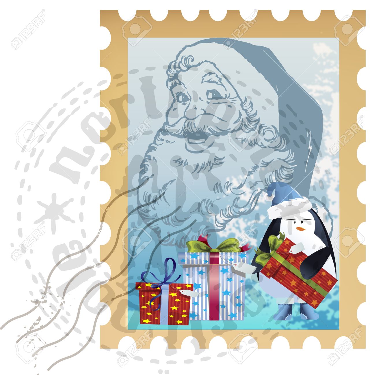 Detail Santa Stamp Clipart Nomer 15