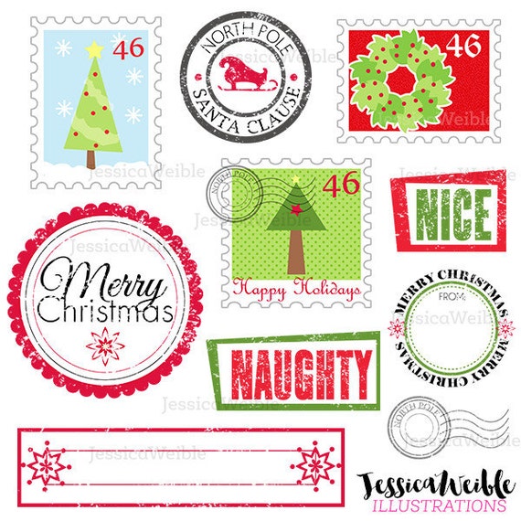 Detail Santa Stamp Clipart Nomer 33