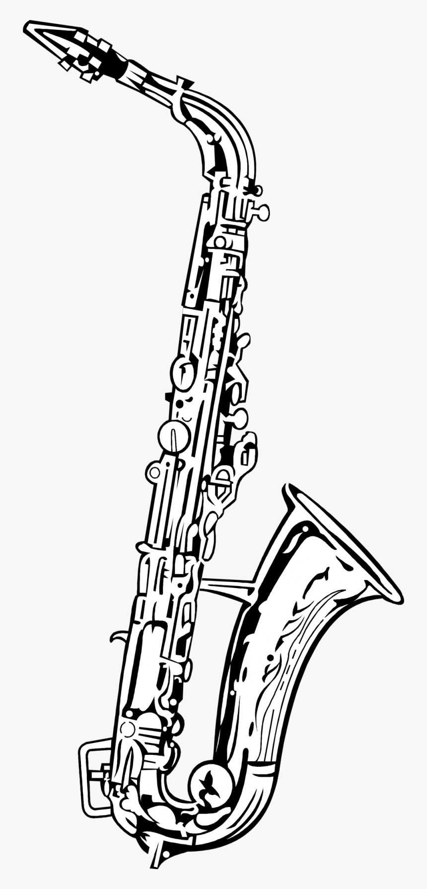 Detail Saxophone Clipart Black And White Nomer 12