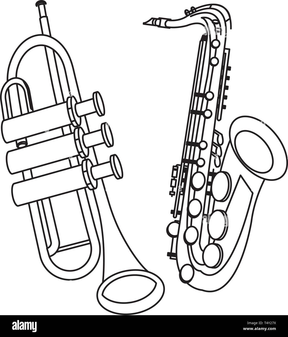 Detail Saxophone Clipart Black And White Nomer 26