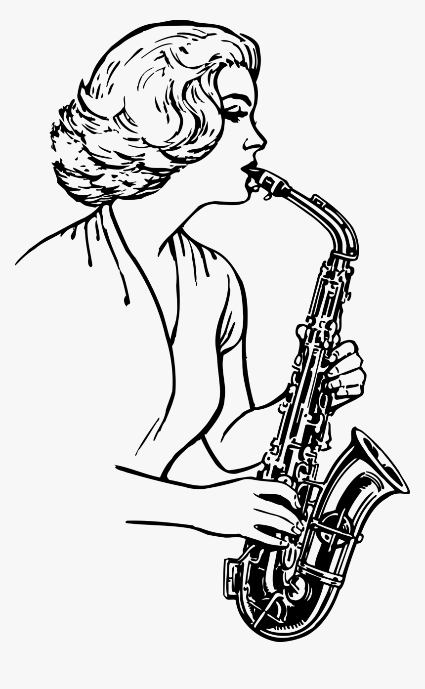 Detail Saxophone Clipart Black And White Nomer 32