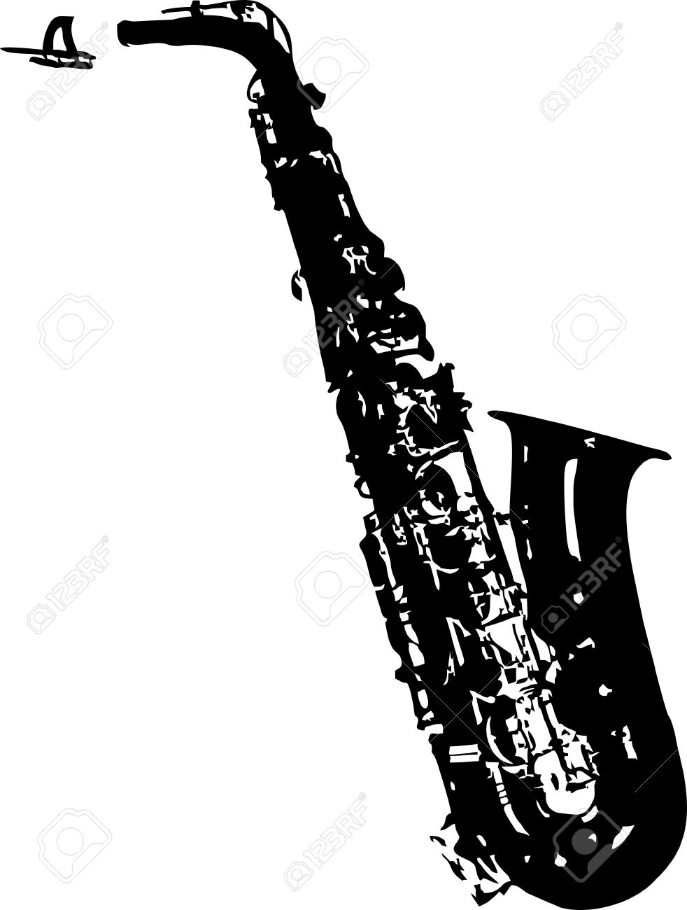 Detail Saxophone Silhouette Vector Nomer 12