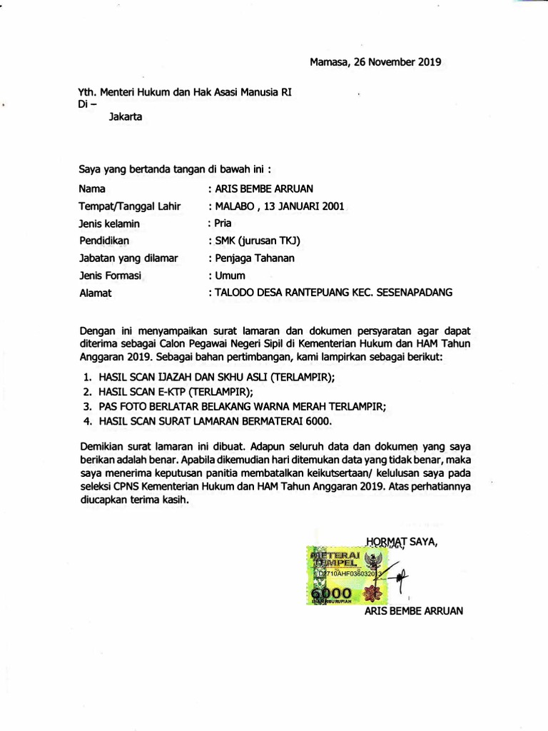 Detail Scan Surat Lamaran Nomer 13