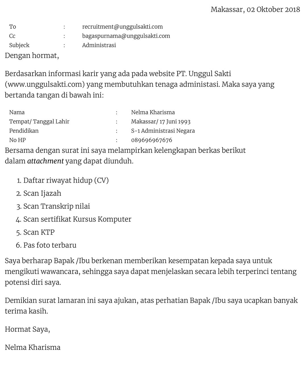 Detail Scan Surat Lamaran Nomer 27