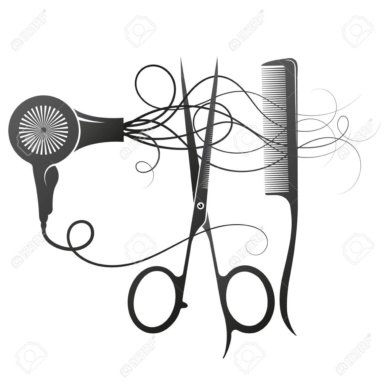 Detail Scissor And Comb Clipart Nomer 40