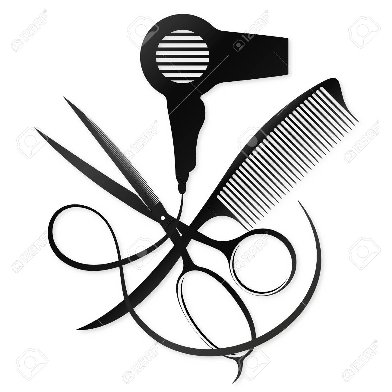 Detail Scissors And Comb Clipart Nomer 4