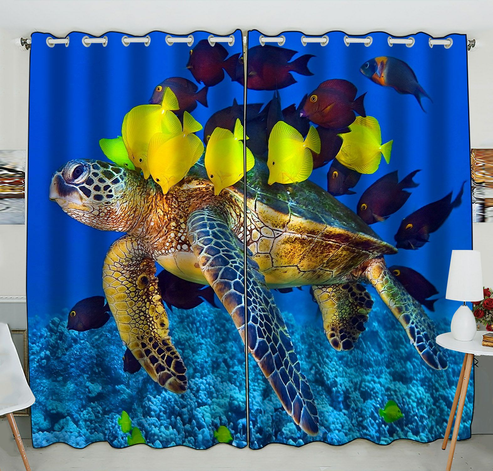 Sea Turtle Window Curtains - KibrisPDR