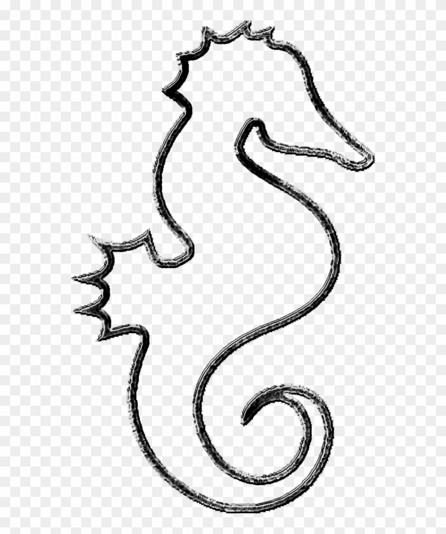 Detail Seahorse Black And White Clipart Nomer 16