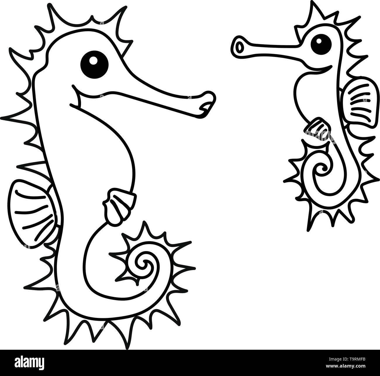 Detail Seahorse Black And White Clipart Nomer 19