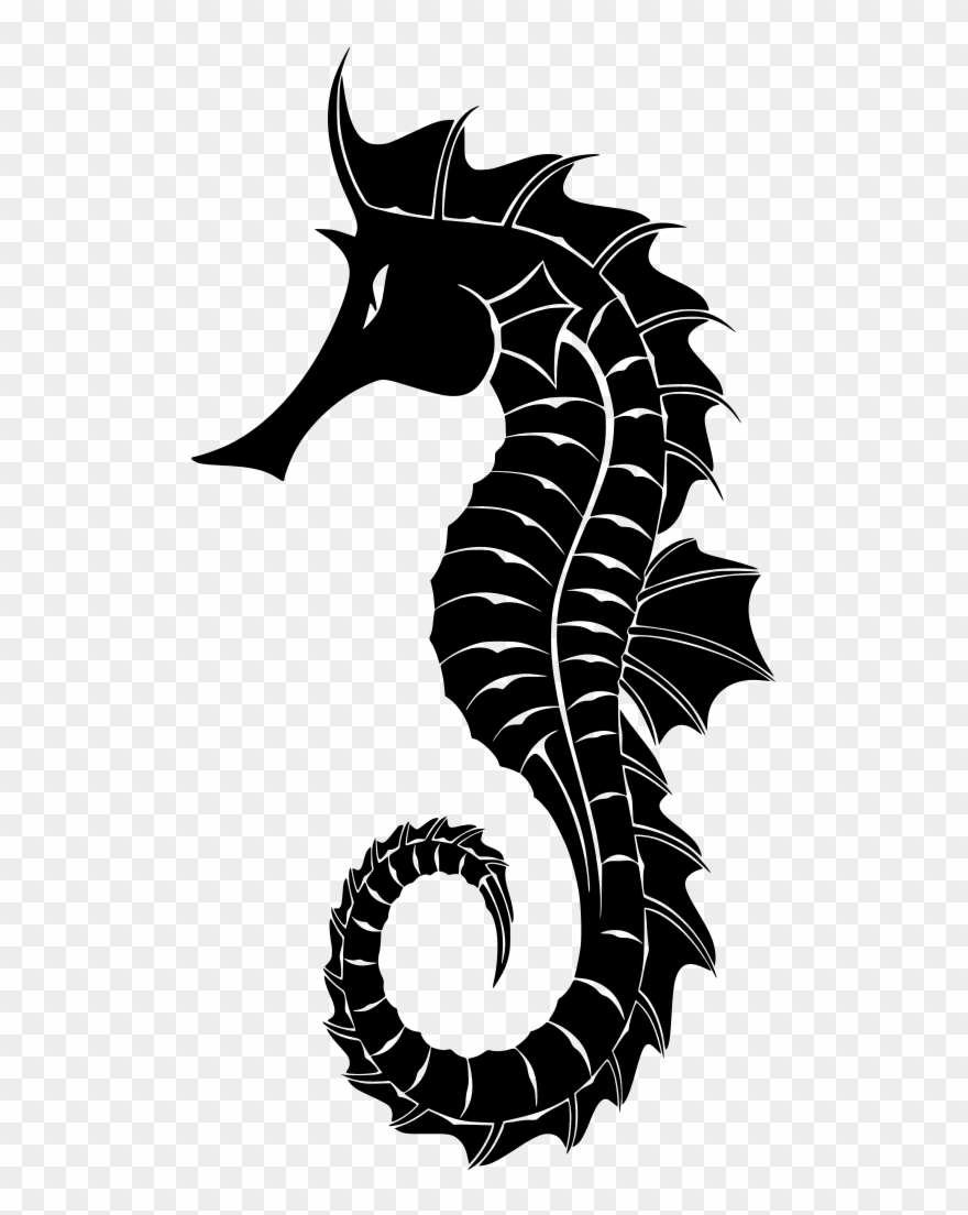 Detail Seahorse Black And White Clipart Nomer 31