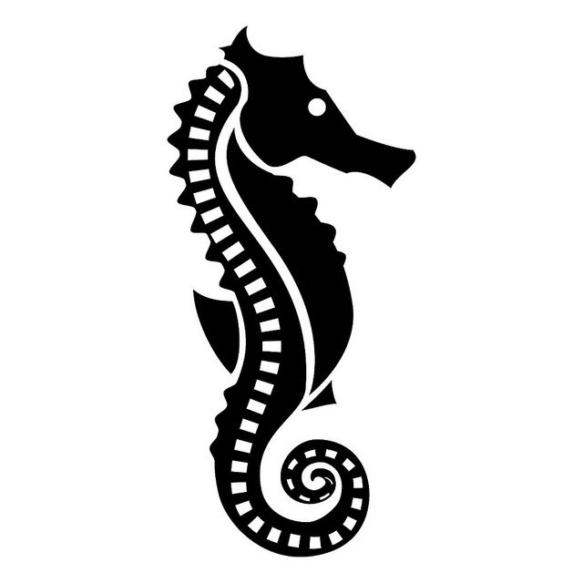 Detail Seahorse Black And White Clipart Nomer 39