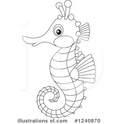 Detail Seahorse Clipart Black And White Nomer 20