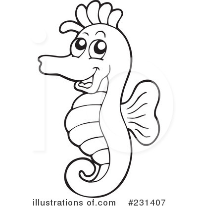 Detail Seahorse Clipart Black And White Nomer 23