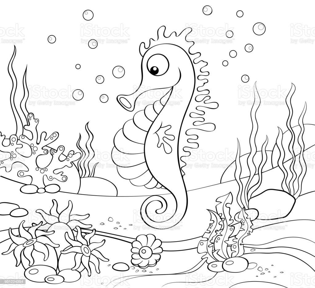 Detail Seahorse Clipart Black And White Nomer 35