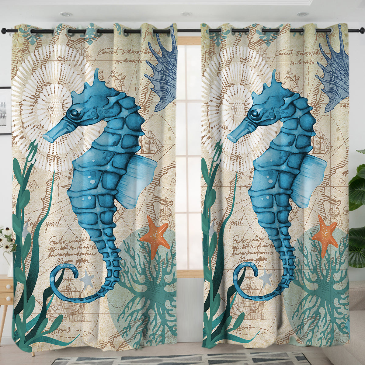 Download Seahorse Window Curtains Nomer 29