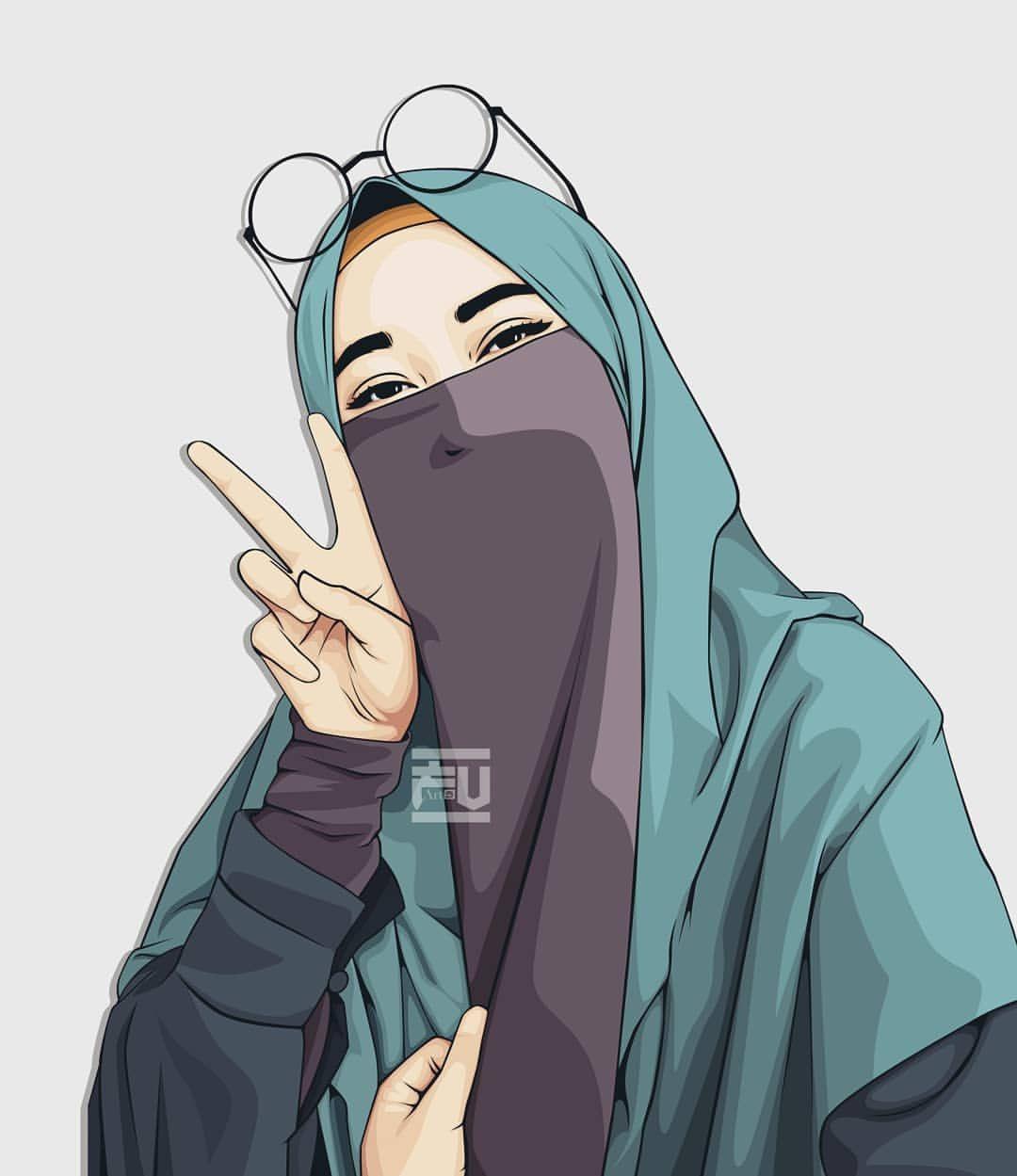 Detail Wallpaper Wanita Berhijab Kartun Nomer 31