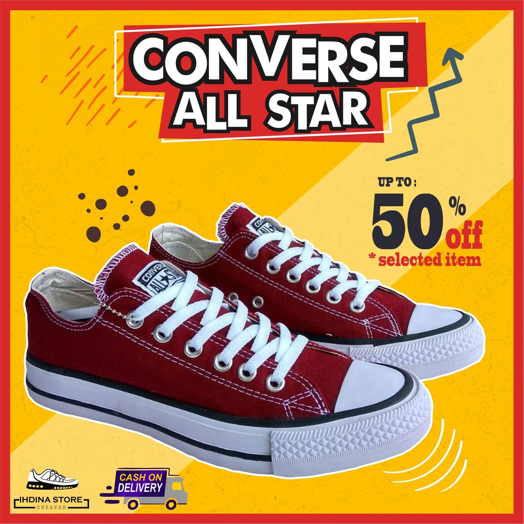 Detail Sepatu All Star Warna Merah Nomer 48