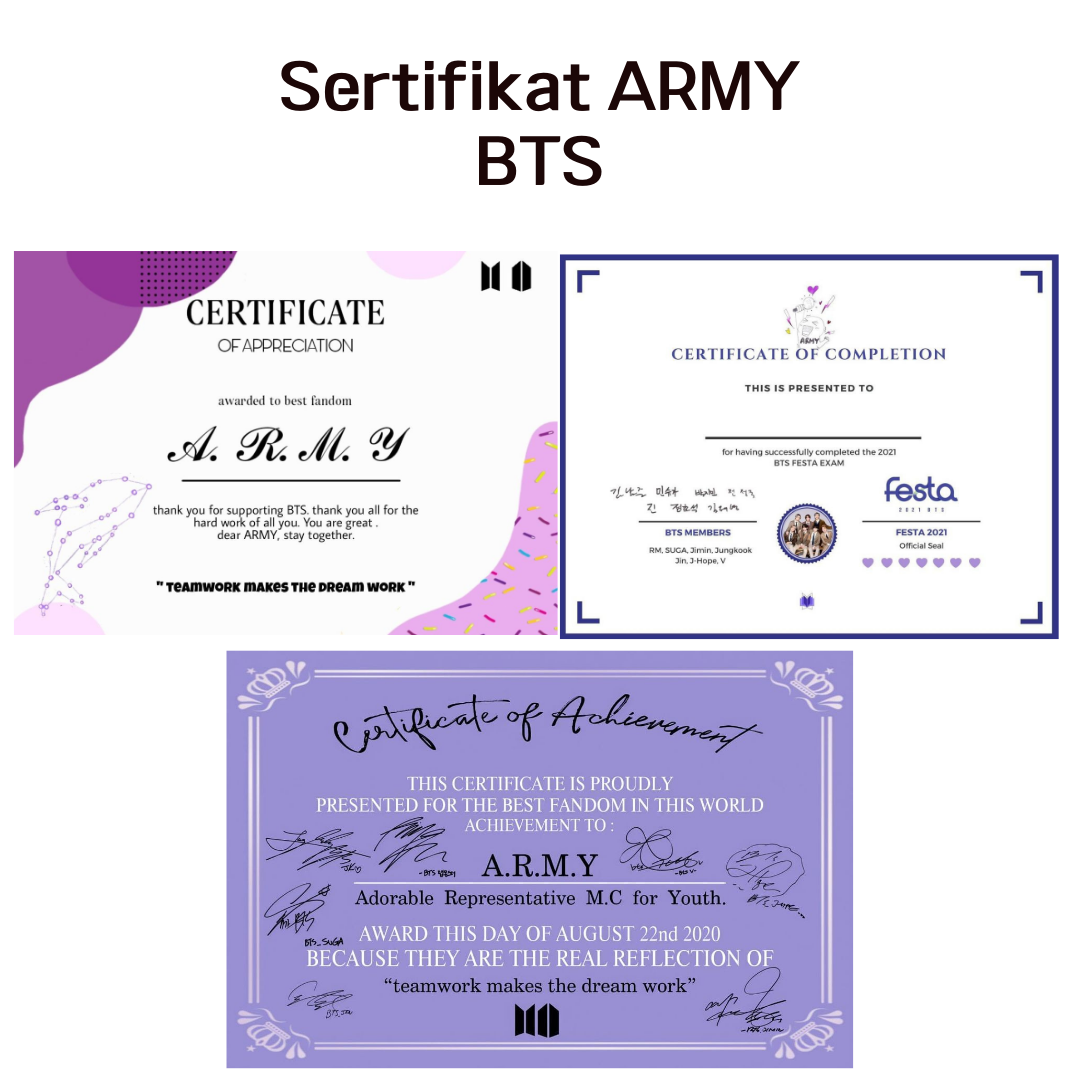 Detail Sertifikat Army Bts Asli Nomer 34