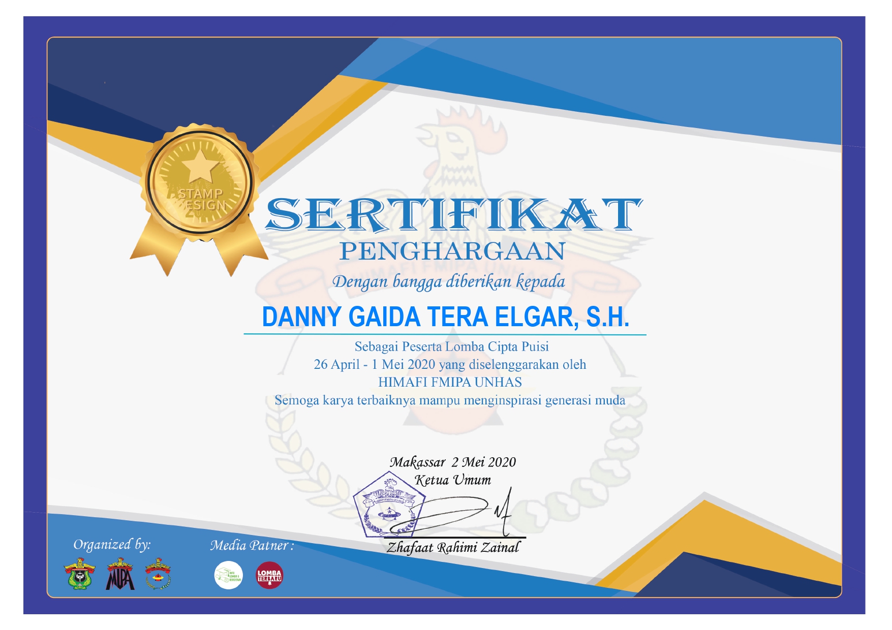 Detail Sertifikat Lomba Puisi Nomer 12