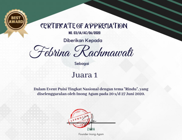 Detail Sertifikat Lomba Puisi Nomer 21