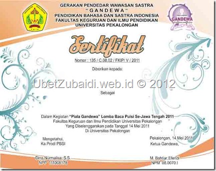 Detail Sertifikat Lomba Puisi Nomer 22