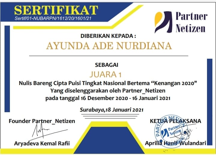 Detail Sertifikat Lomba Puisi Nomer 25