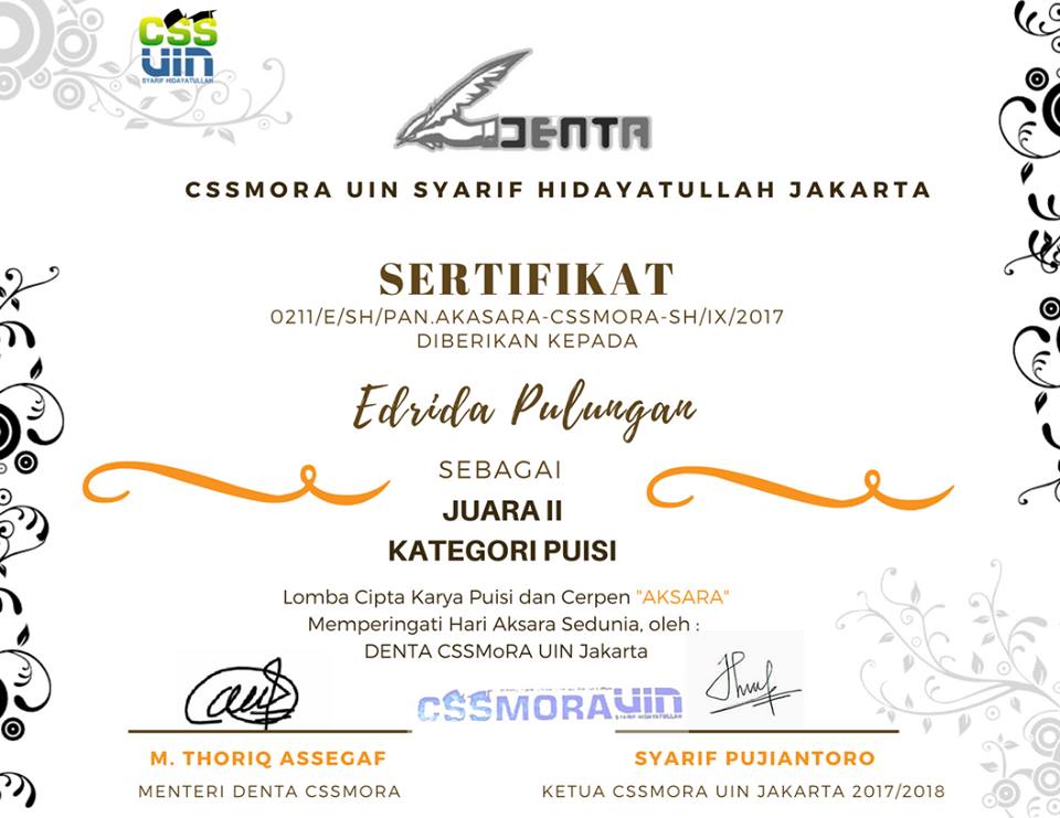 Detail Sertifikat Lomba Puisi Nomer 26