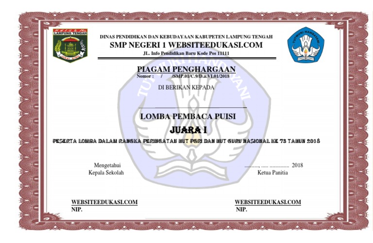 Detail Sertifikat Lomba Puisi Nomer 28