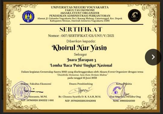 Detail Sertifikat Lomba Puisi Nomer 40