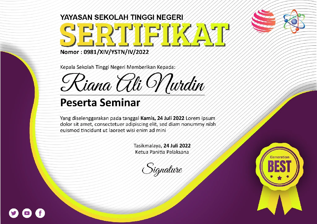 Detail Sertifikat Seminar Kosong Nomer 12